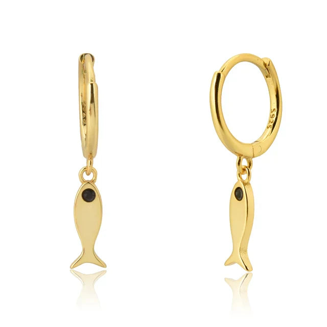 CCFJOYAS 925 Sterling Silver Lightning/Awl/Animal Pendant Hoop Earrings