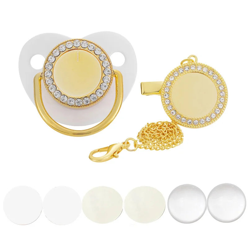 Blank Personalized Baby Pacifier with Chain Clips Covers