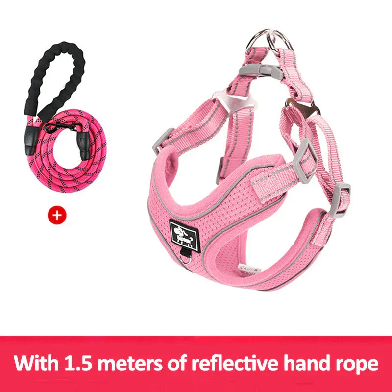 Reflective Vest Harness Leash Adjustable Mesh Vest Dog
