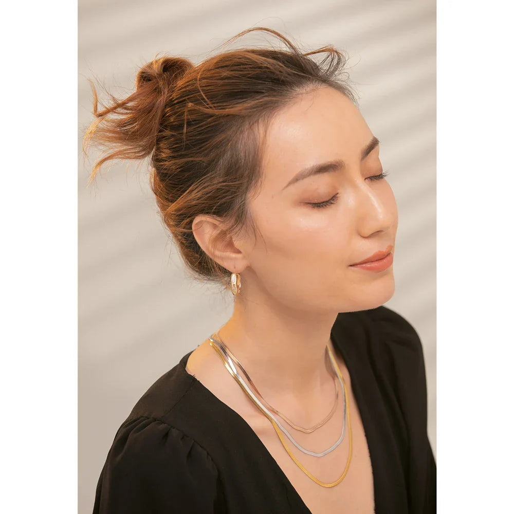 Yhpup Stainless Steel Snake Chain Stacked Necklaces Jewelry