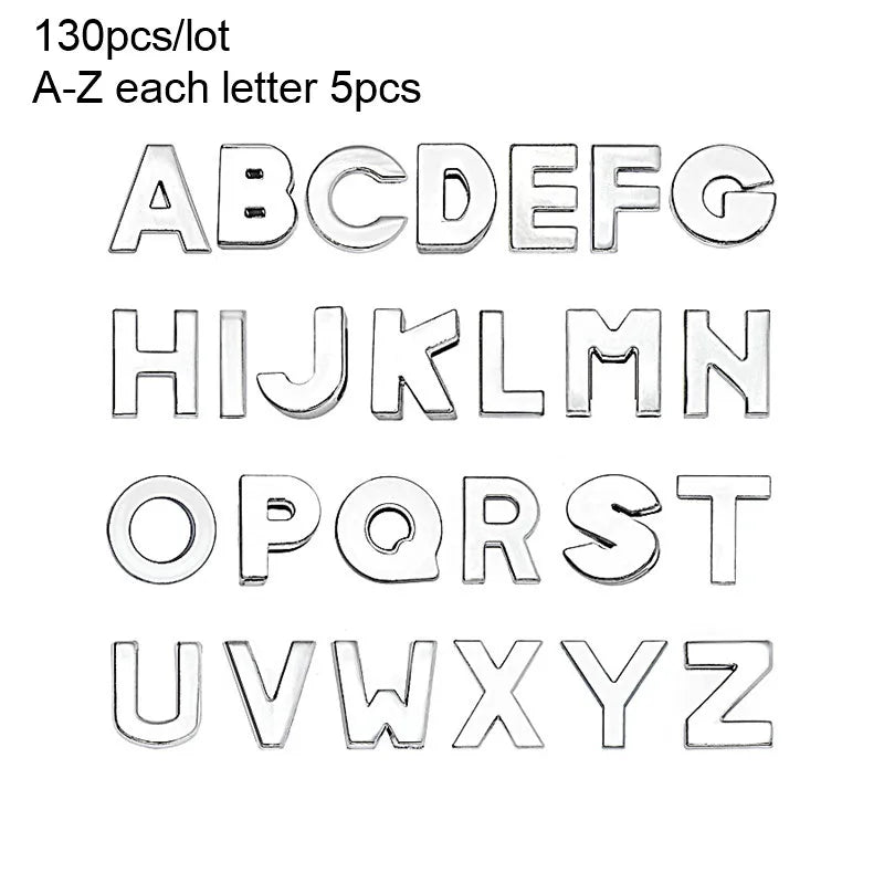Wholesale 130pcslot 8mm AZ Rhinestone Sliders Letters Slide