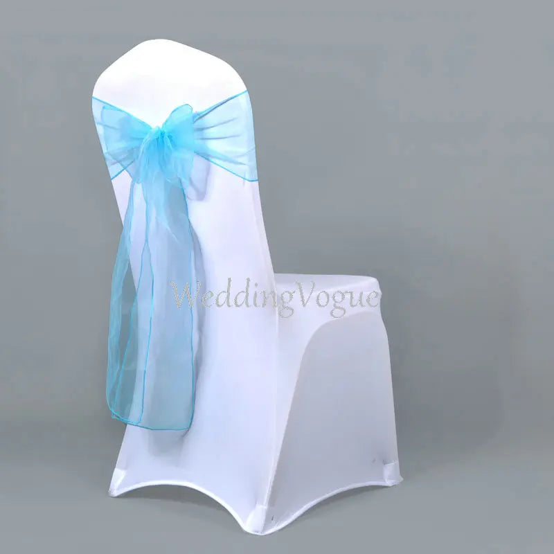 25pcs Sheer Organza Chair Sashes Bow Cover Band