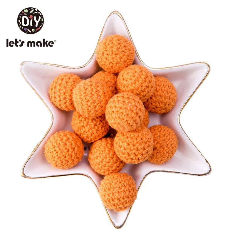 Let's Make 100Pcs Crochet Beaded Wood Teether 16mm
