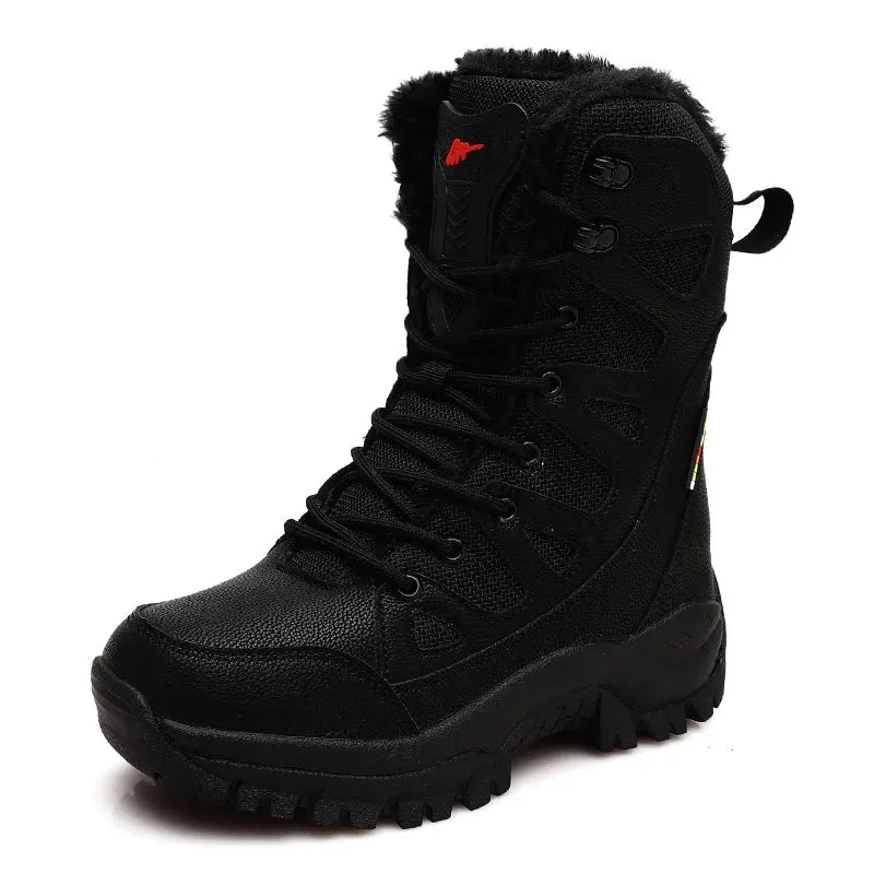 New Warm Plush Snow Boots Men Lace Up