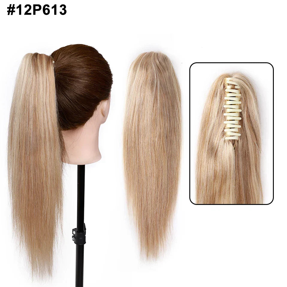 S-noilite Ponytail Human Hair 14-22Inches Claw Clip in