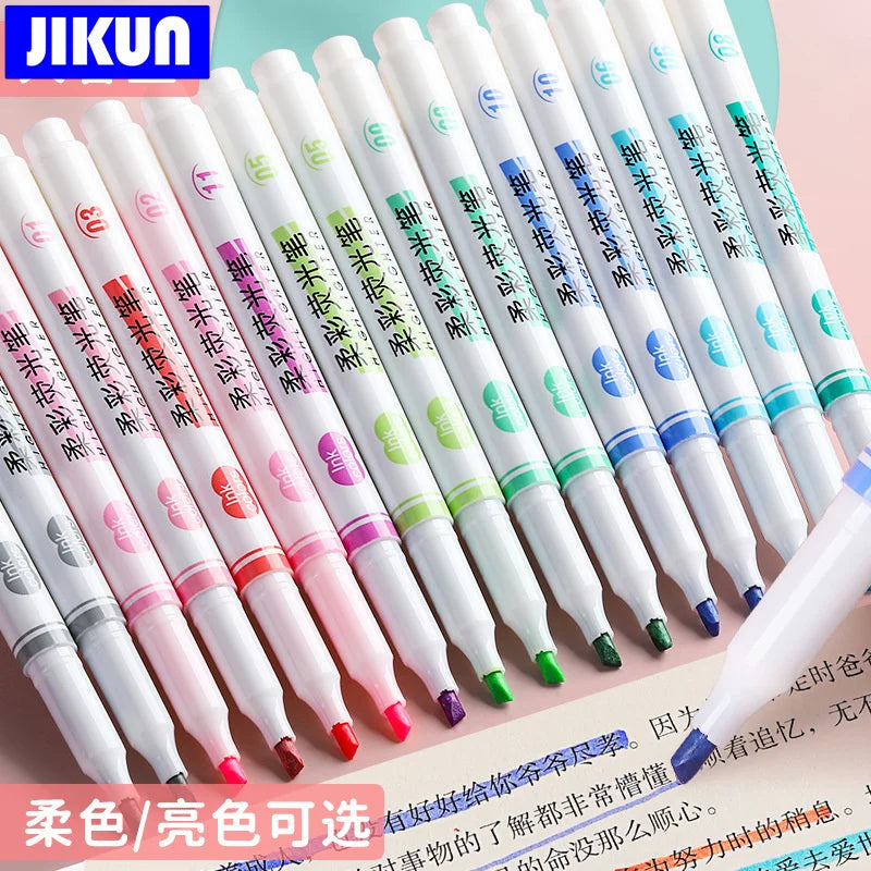 JIKUN 12pcs Highlighters Pen Pastel Colors Fluorescent Art