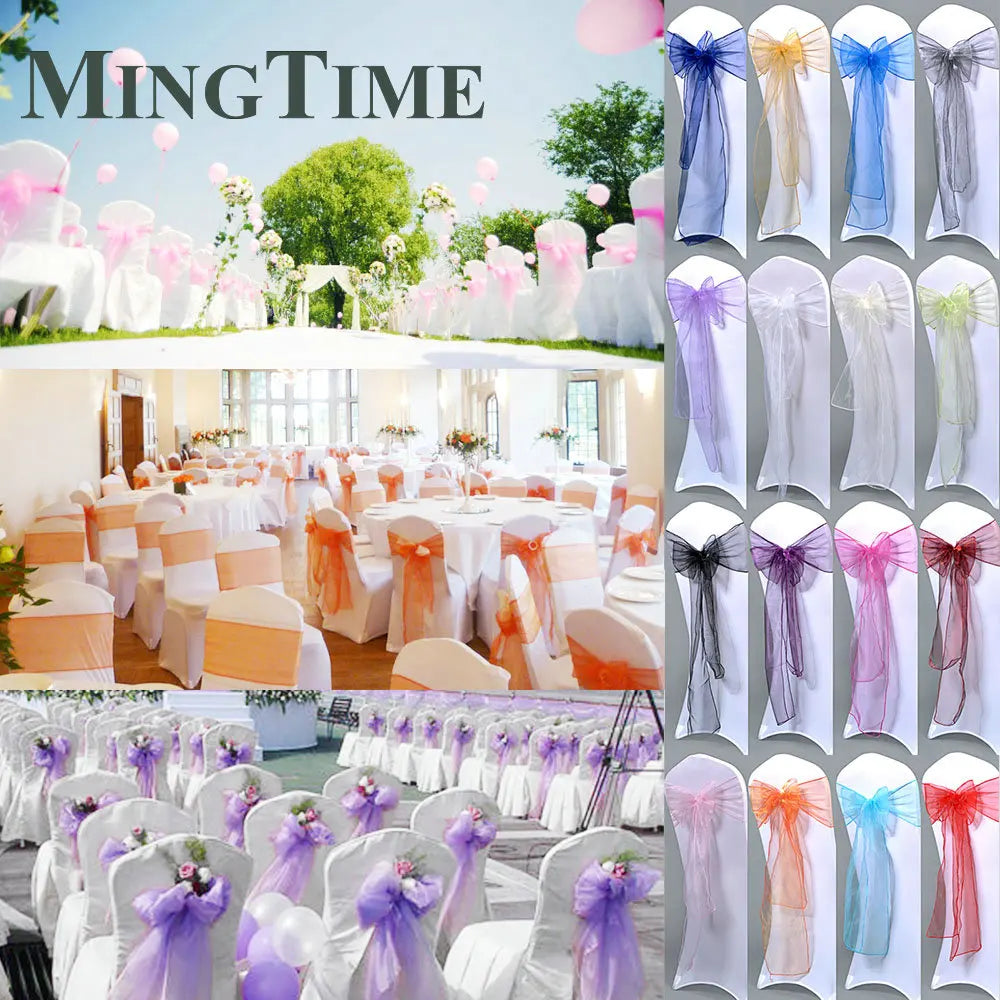 25pcs 275cm Sheer Organza Chair Sashes Band Ribbon
