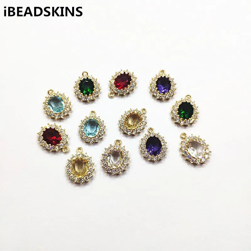 19x16mm 30pcs Cubic Zirconia Oval CharmConnectors
