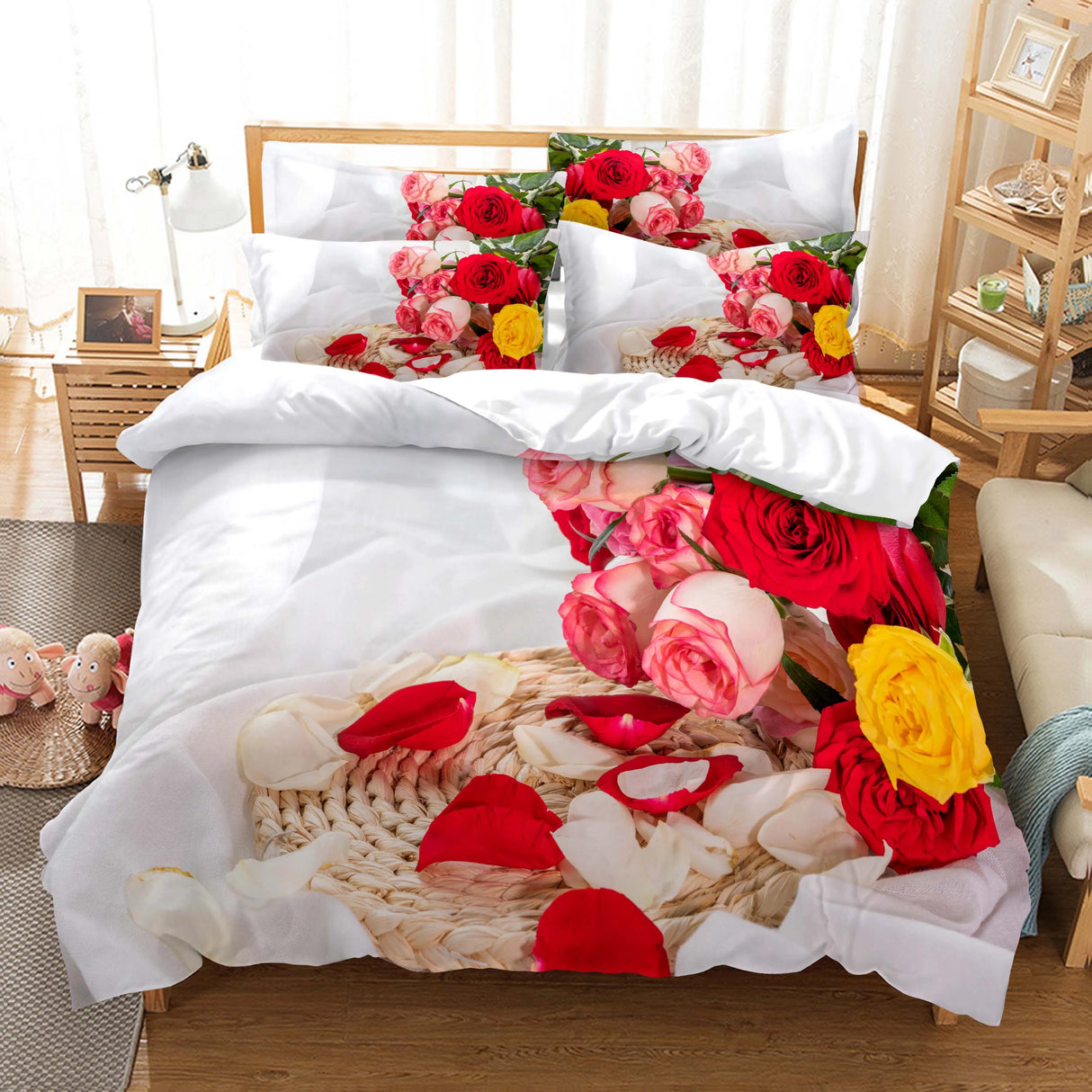 Red Rose Bedding Set Quilt Duvet Cover Comforter