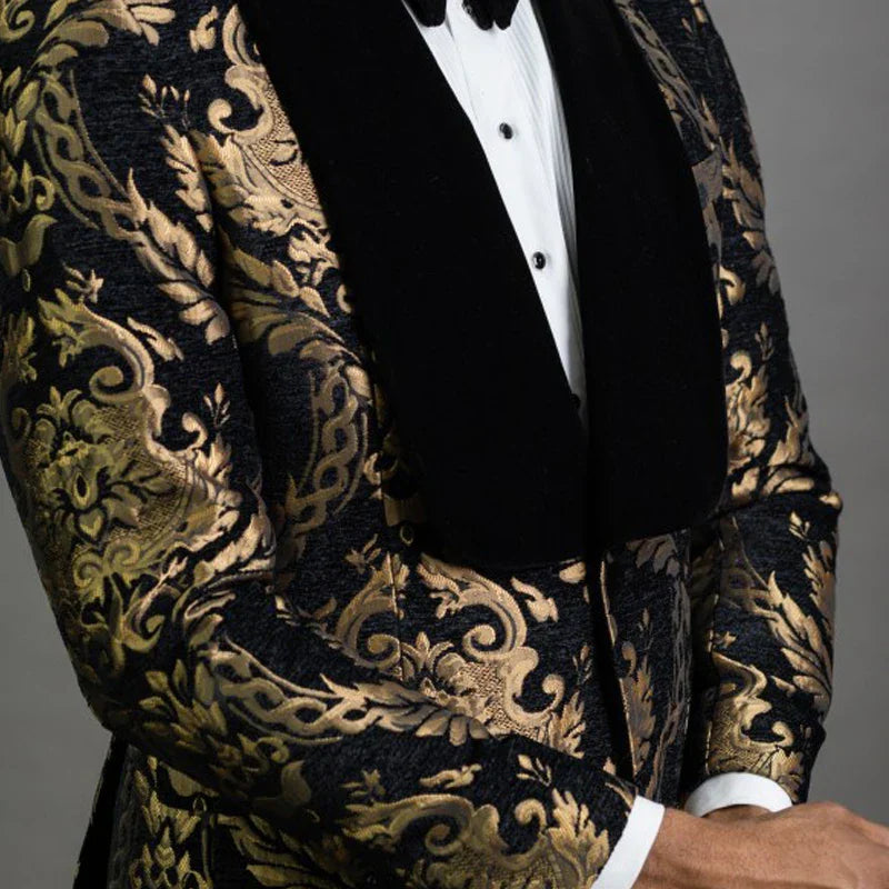 Floral Jacquard Blazer for Men Prom African Fashion