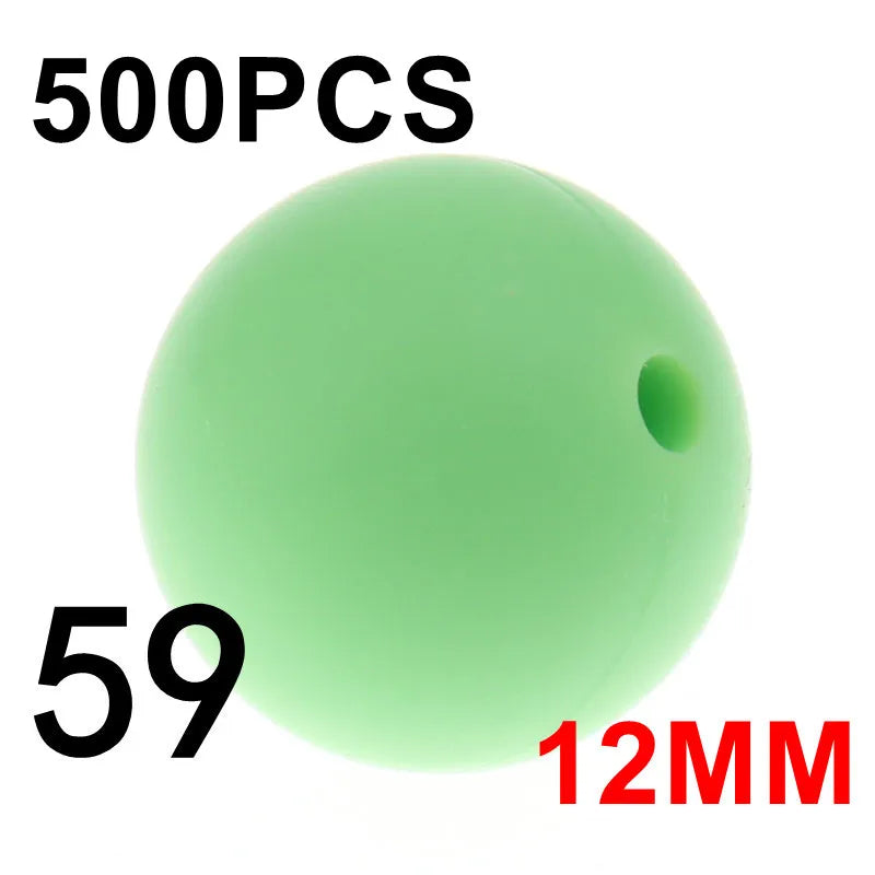 Fkisbox 500pcs 12mm Silicone Round Loose Beads Baby