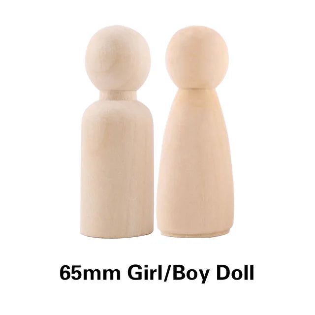 Wooden Doll Peg Baby Teether DIY Color Painting