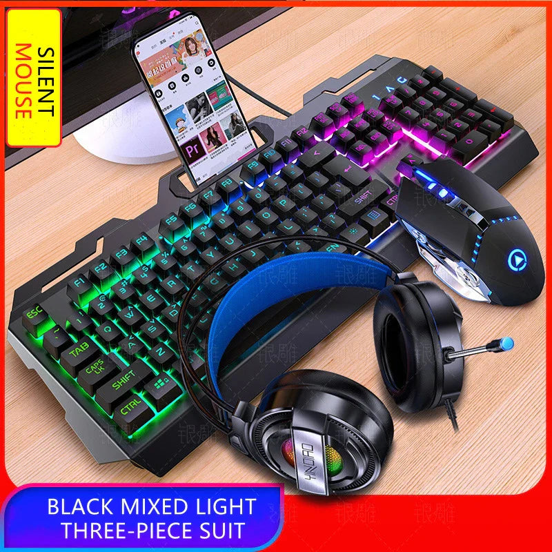 V2 Gaming Keyboard Mouse Headset Set Mechanical Feel