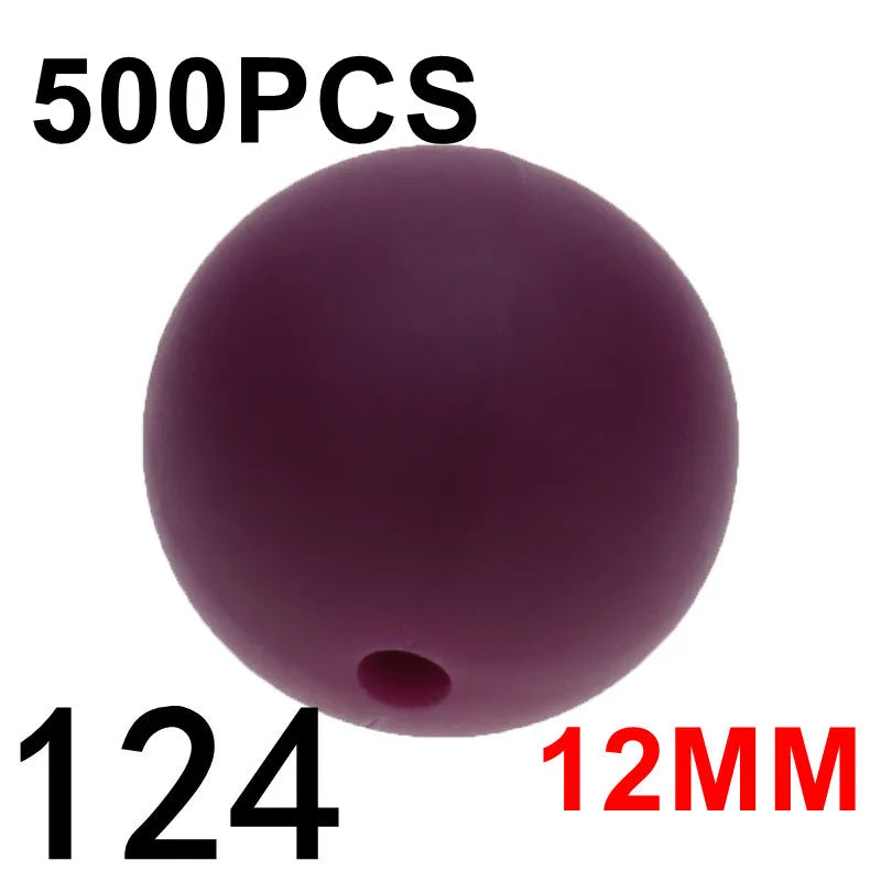 Fkisbox 500pcs 12mm Silicone Round Loose Beads Baby