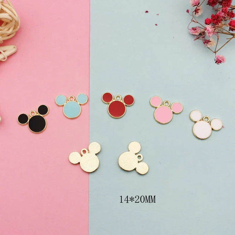 20pcs Drop Oil Mickey Head Shaped Enamel Charms
