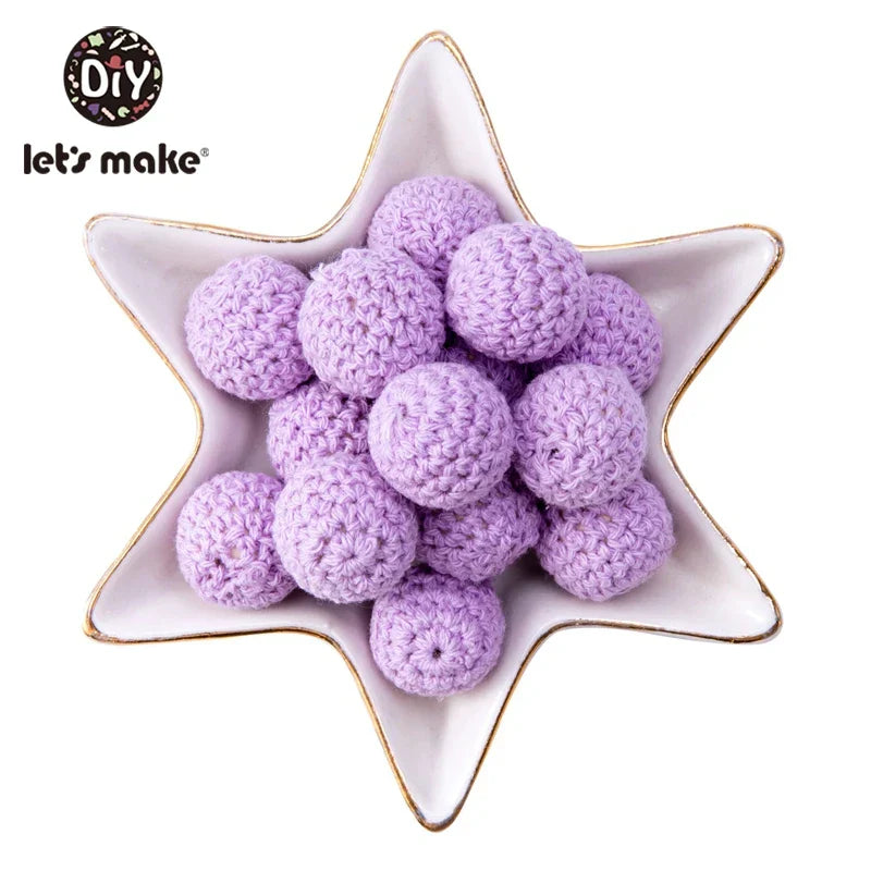 Let's Make 100Pcs Crochet Beaded Wood Teether 16mm