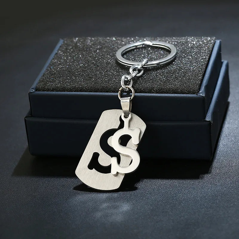 NEW DIY Stainless Steel AZ Letters key Chain