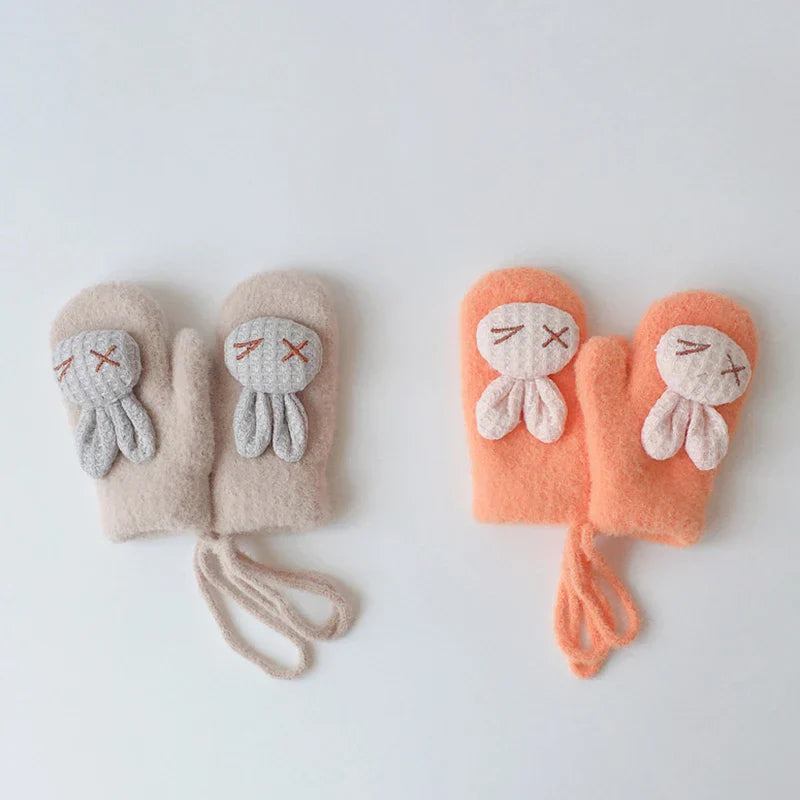 Autumn Winter Warm Baby Gloves Cartoon Animal Bunny