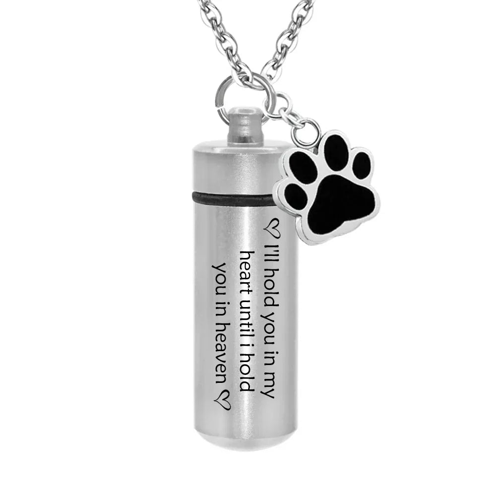 Lovely Pet Paw Cylinder Cremation Pendant Jewelry Ashes