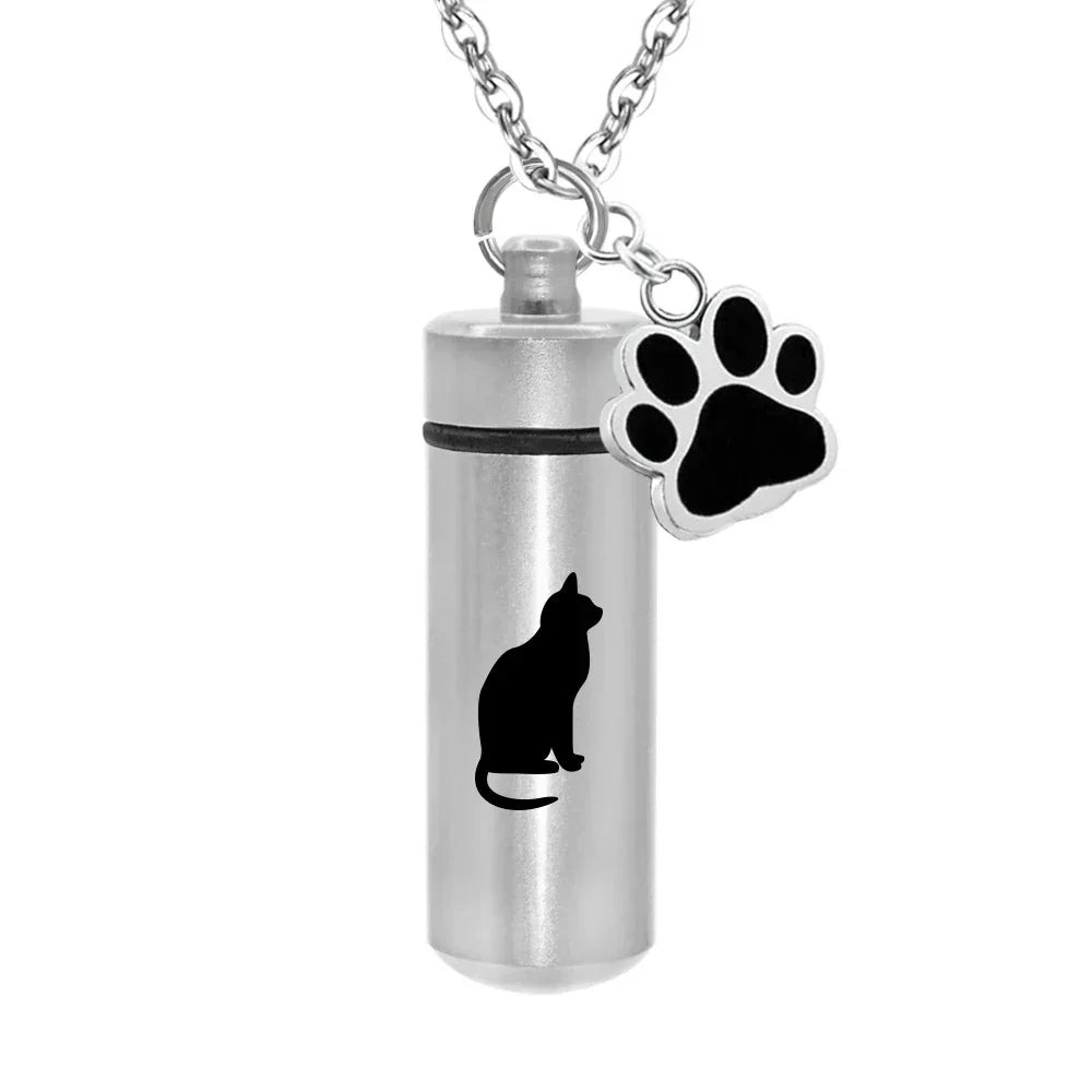 Lovely Pet Paw Cylinder Cremation Pendant Jewelry Ashes
