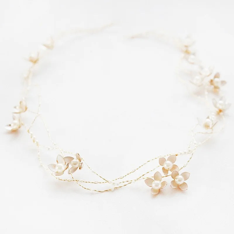 Fashion Handmade Flower Beaded Bride Headdress Hairband Tiara