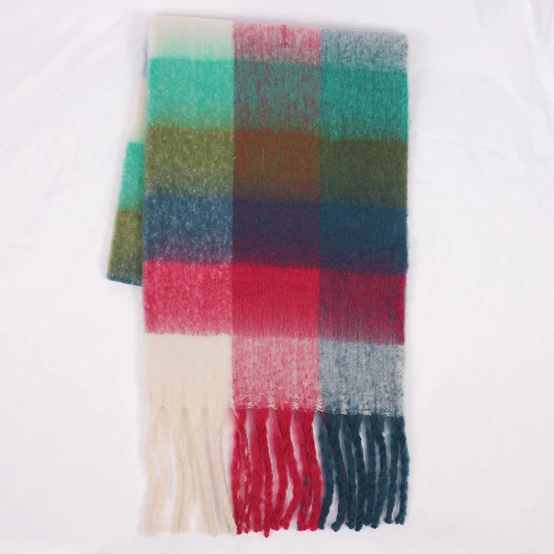 Luxury Brand Women Plaid Scarf Winter Warm Pashmina