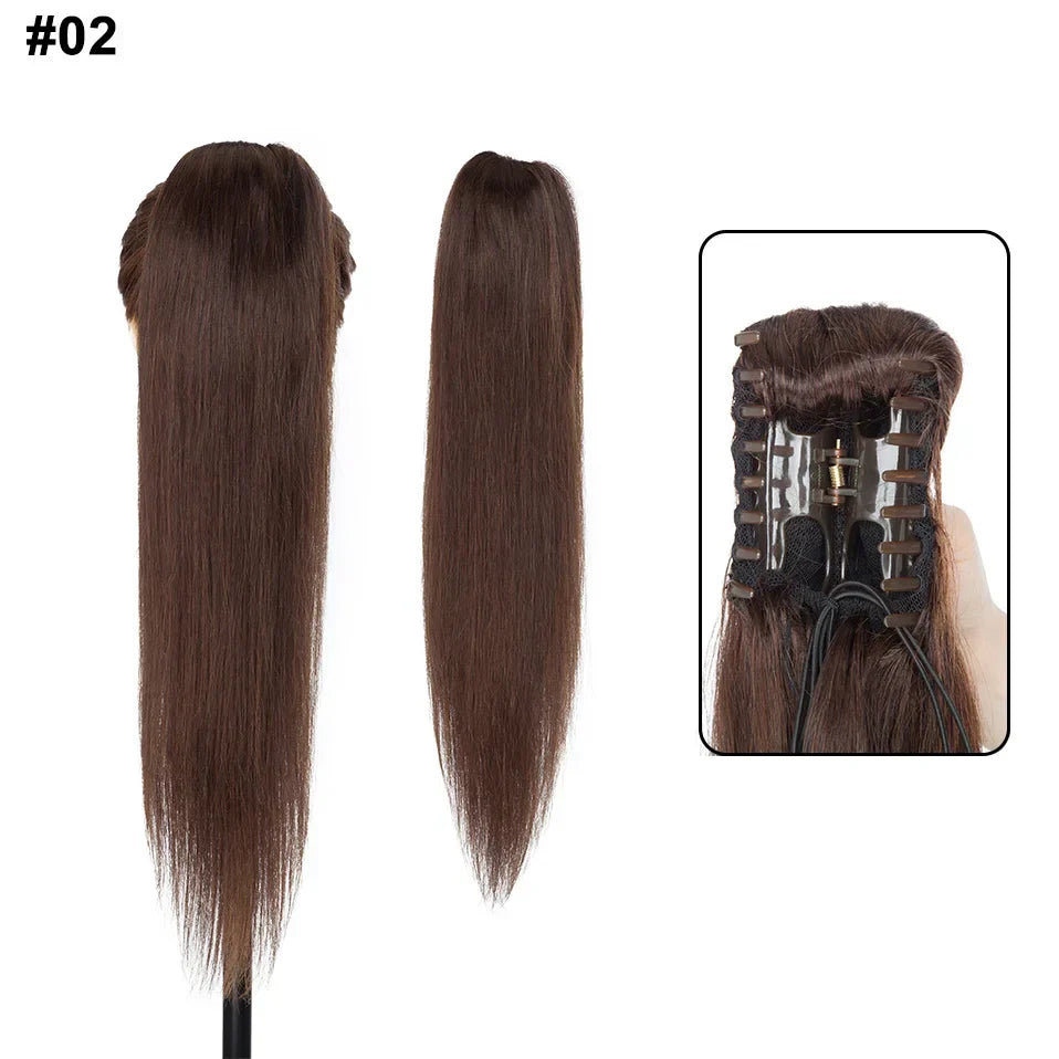 S-noilite Ponytail Human Hair 14-22Inches Claw Clip in