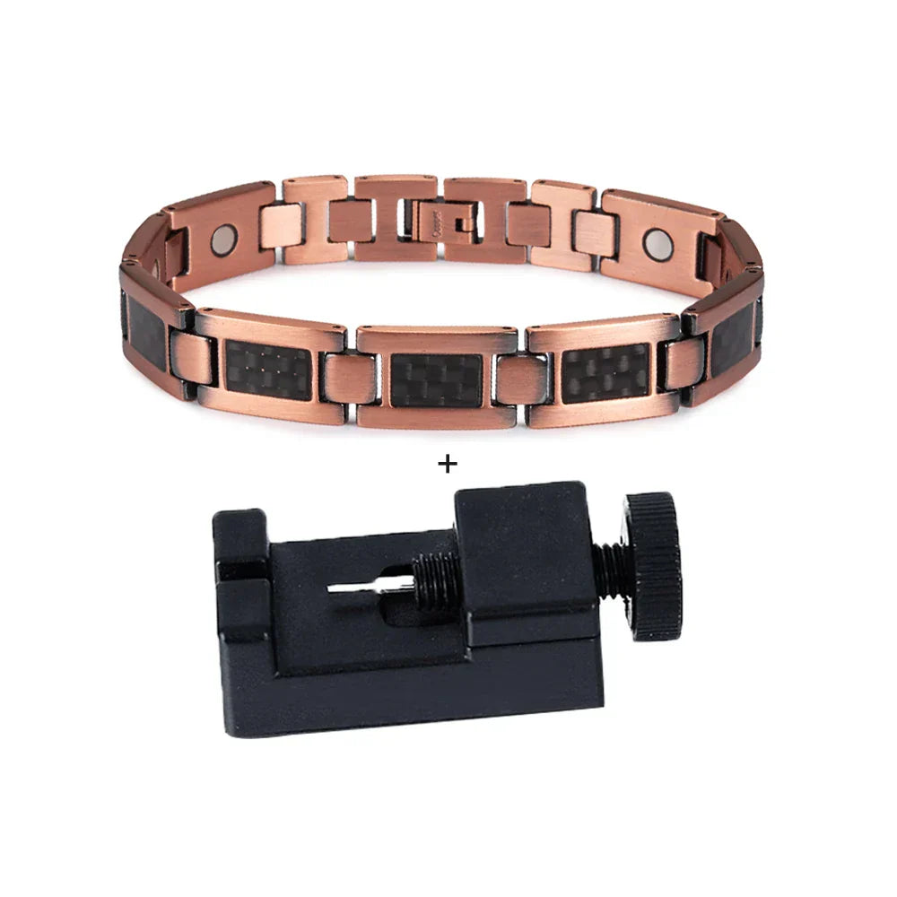 Magnetic Copper Bracelet Men's Black Carbon Fibre Health
