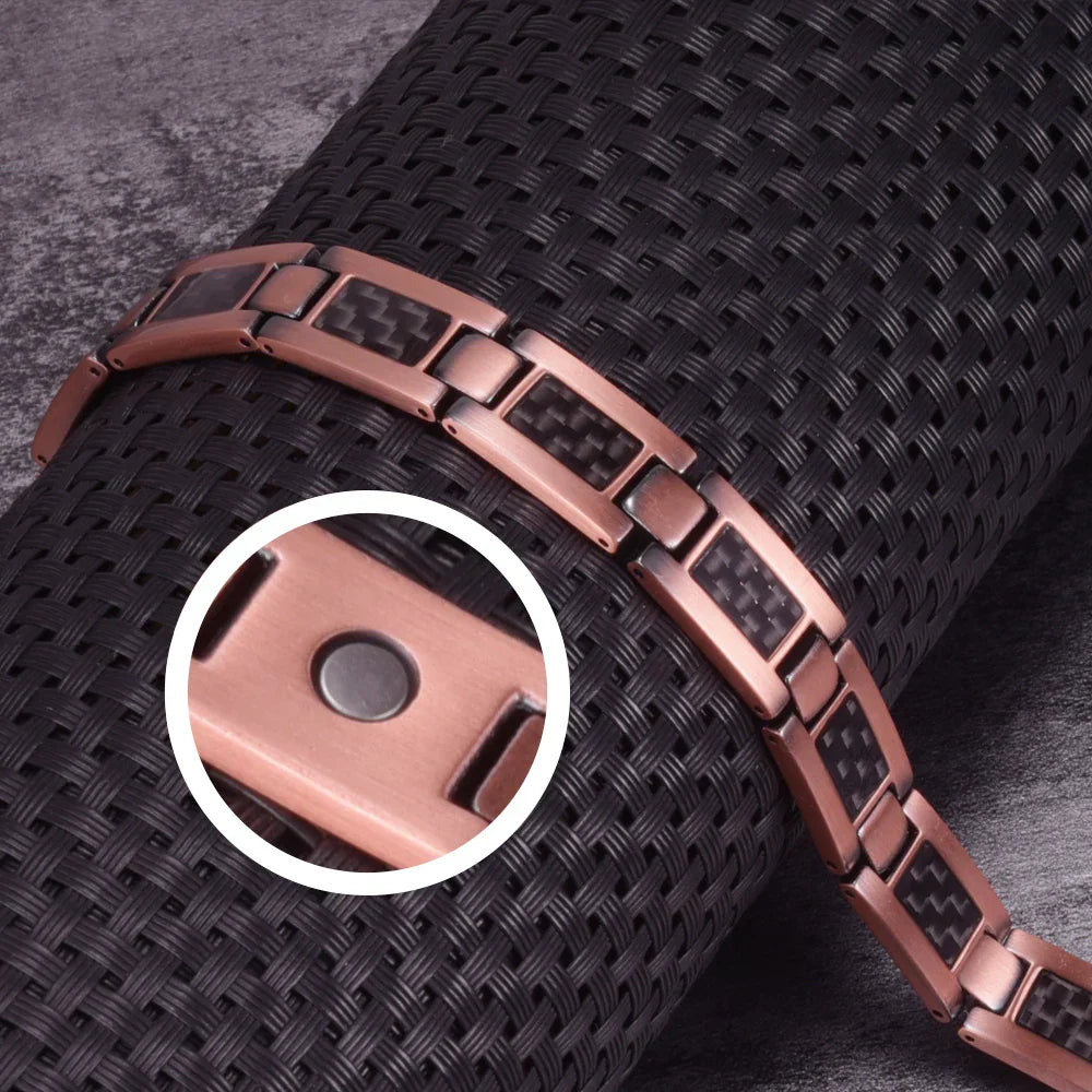 Magnetic Copper Bracelet Men's Black Carbon Fibre Health