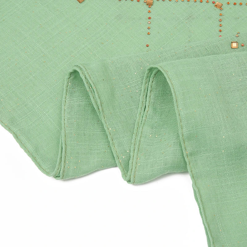 Fashion Plain Cotton Scarf Muslim Hijab Shiny Diamond