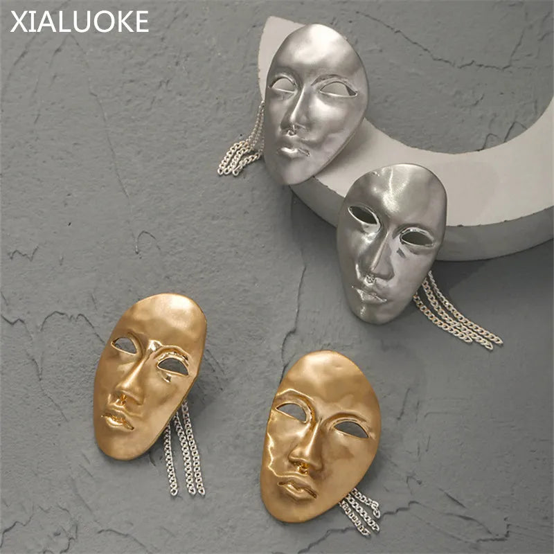 XIALUOKE Unique Design Punk Metal Chain Tassel Face