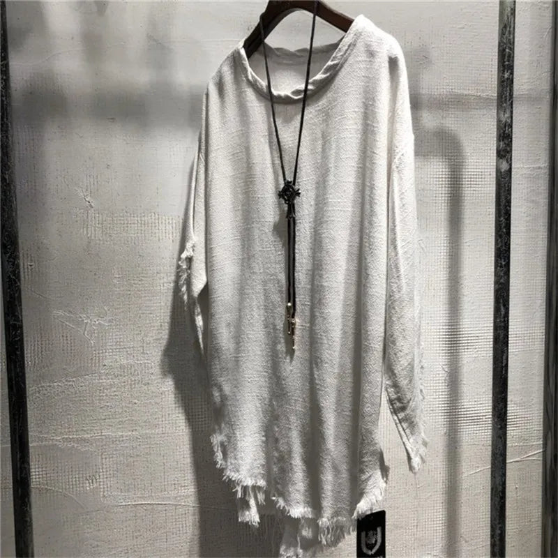 Harajuku Mens Summer Casual Cotton Linen T-shirt O