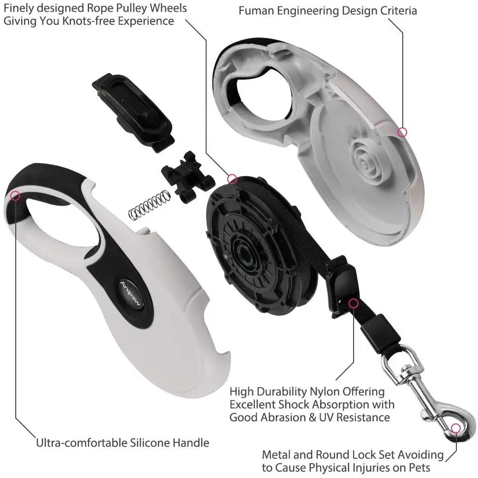 5M Retractable Dog Leashes with poop bag Dispenser