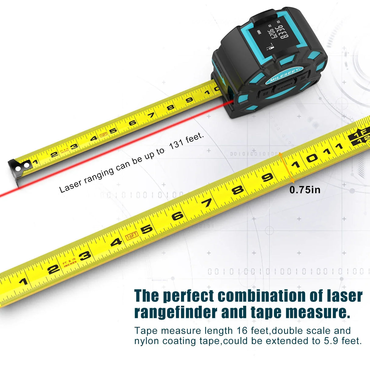 Mileseey DT11 Laser Tape Measure,40M 2-In-1 Digital Laser