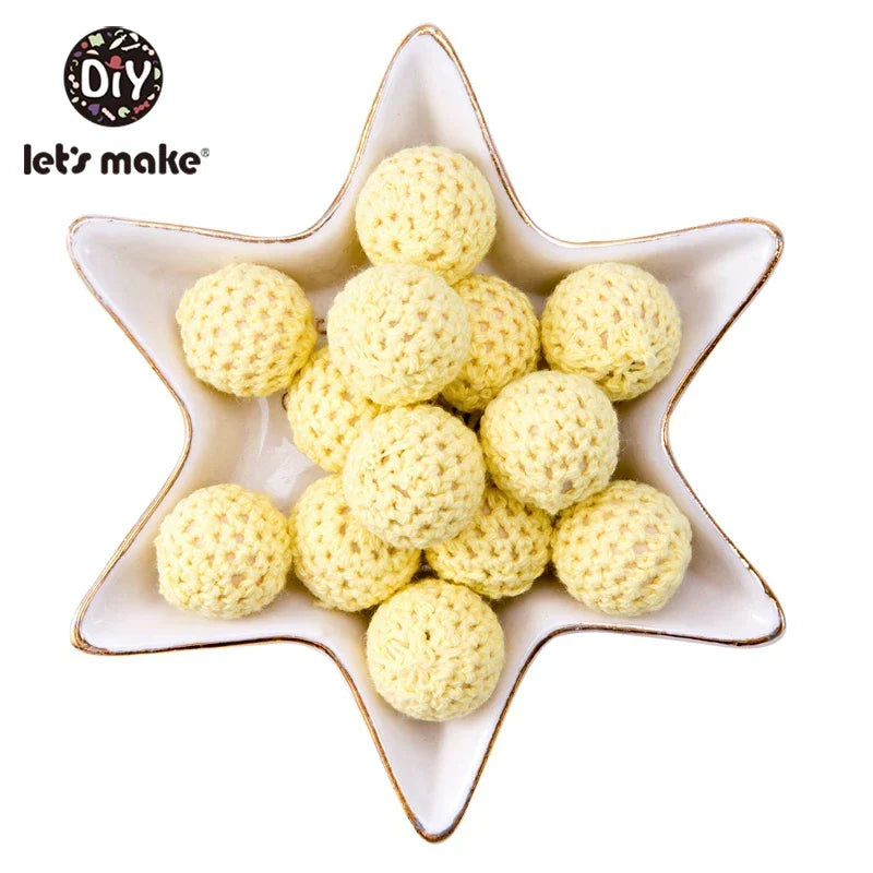 Let's Make 100Pcs Crochet Beaded Wood Teether 16mm