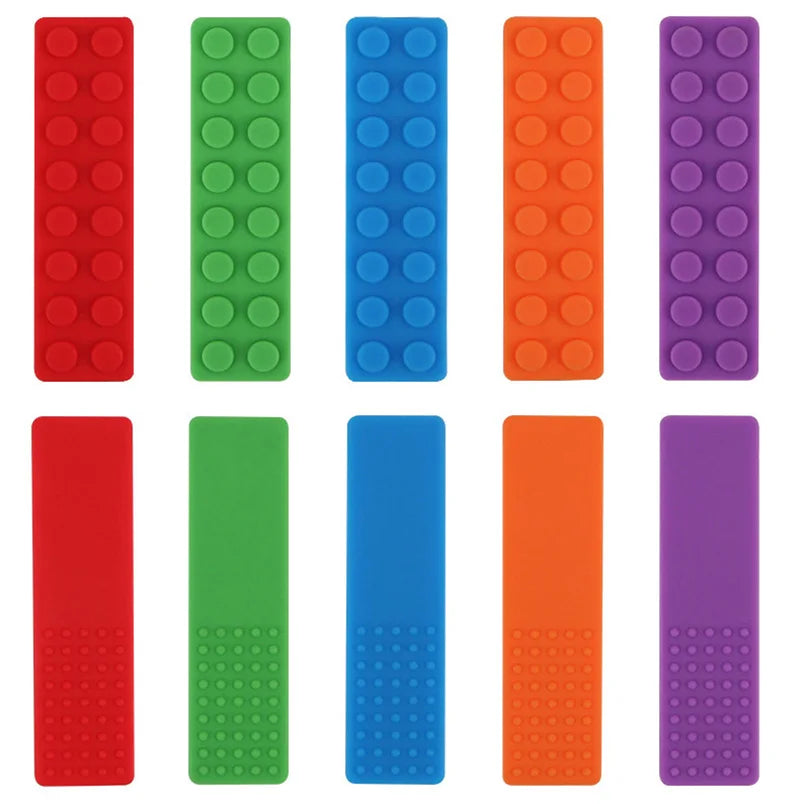 5PCS Brick Silicone Teether Baby Teething Toys Sensory