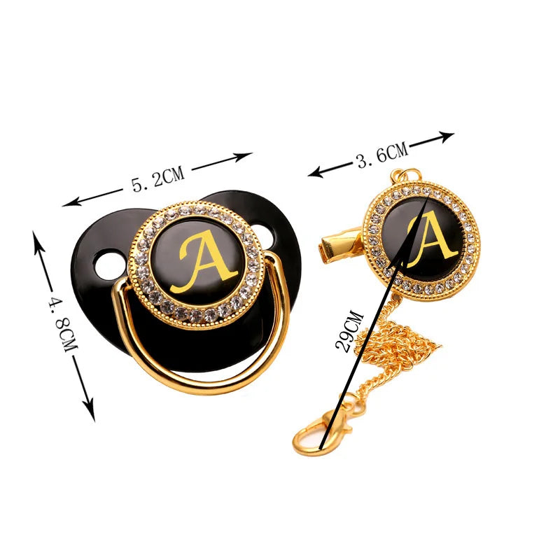 Black Gold Luxury Pacifier for Babies A-Z Name