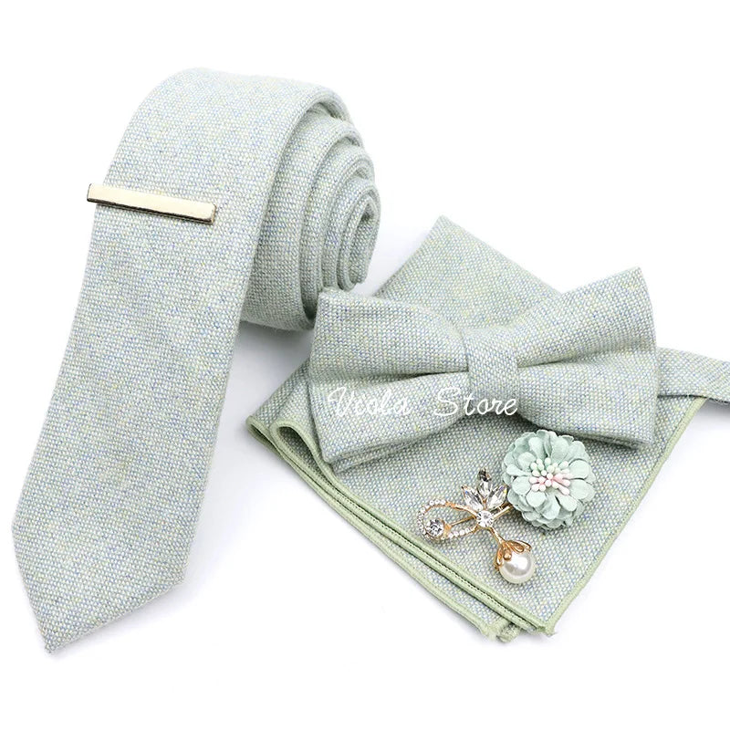 Top 50 Wool Soft 7cm Tie Bowtie Hankie