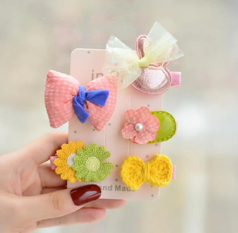 New cute bear girls hair bows 5pcs children