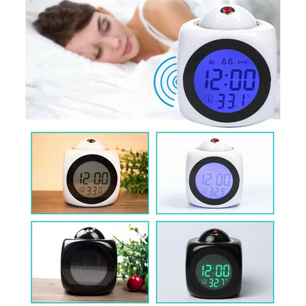 Digital Alarm Clock LCD Creative Projector Weather Temperature