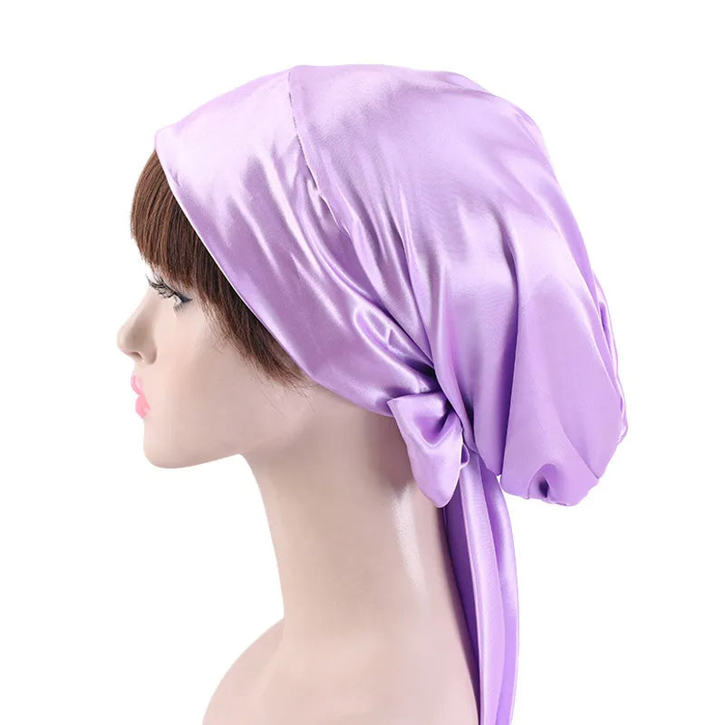 New Women Silk Satin Night Sleeping Cap Head