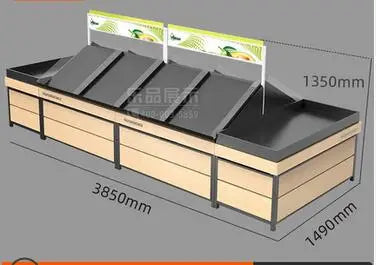 Fresh supermarket vegetable shelf commercial stainless steel bone