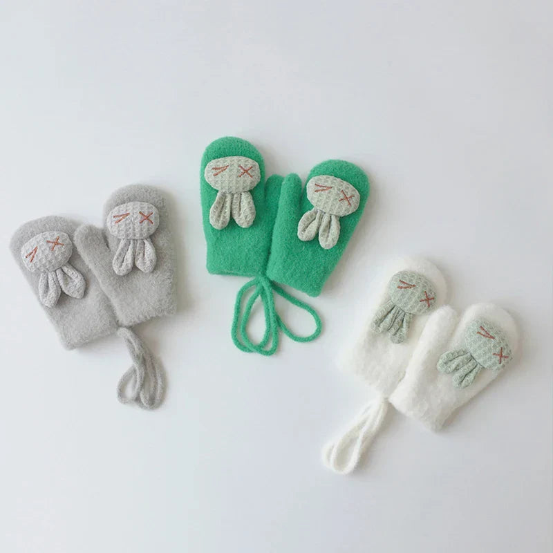 Autumn Winter Warm Baby Gloves Cartoon Animal Bunny