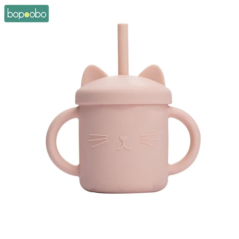 Bopoobo Baby Feeding Straw Cup Baby Cartoon Cat