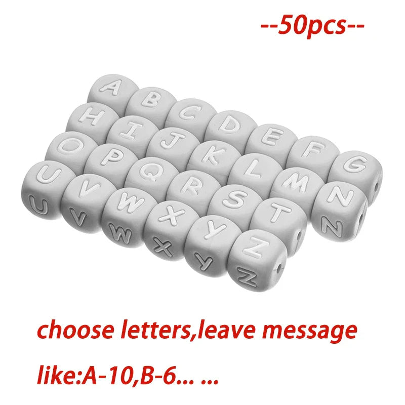 TYRY.HU 50-500Pcs 12mm Silicone Letter Beads BPA-Free Colorful