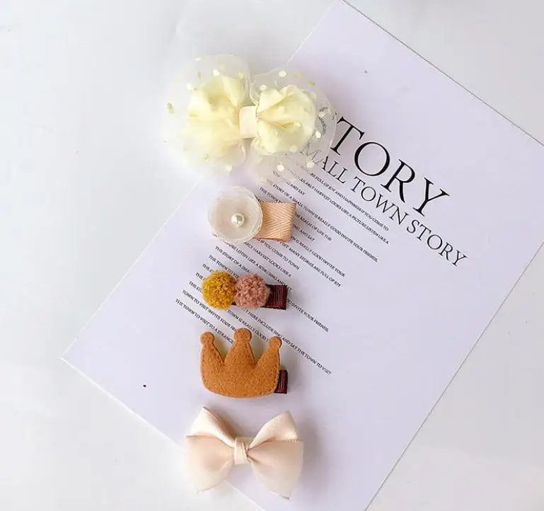 New cute bear girls hair bows 5pcs children