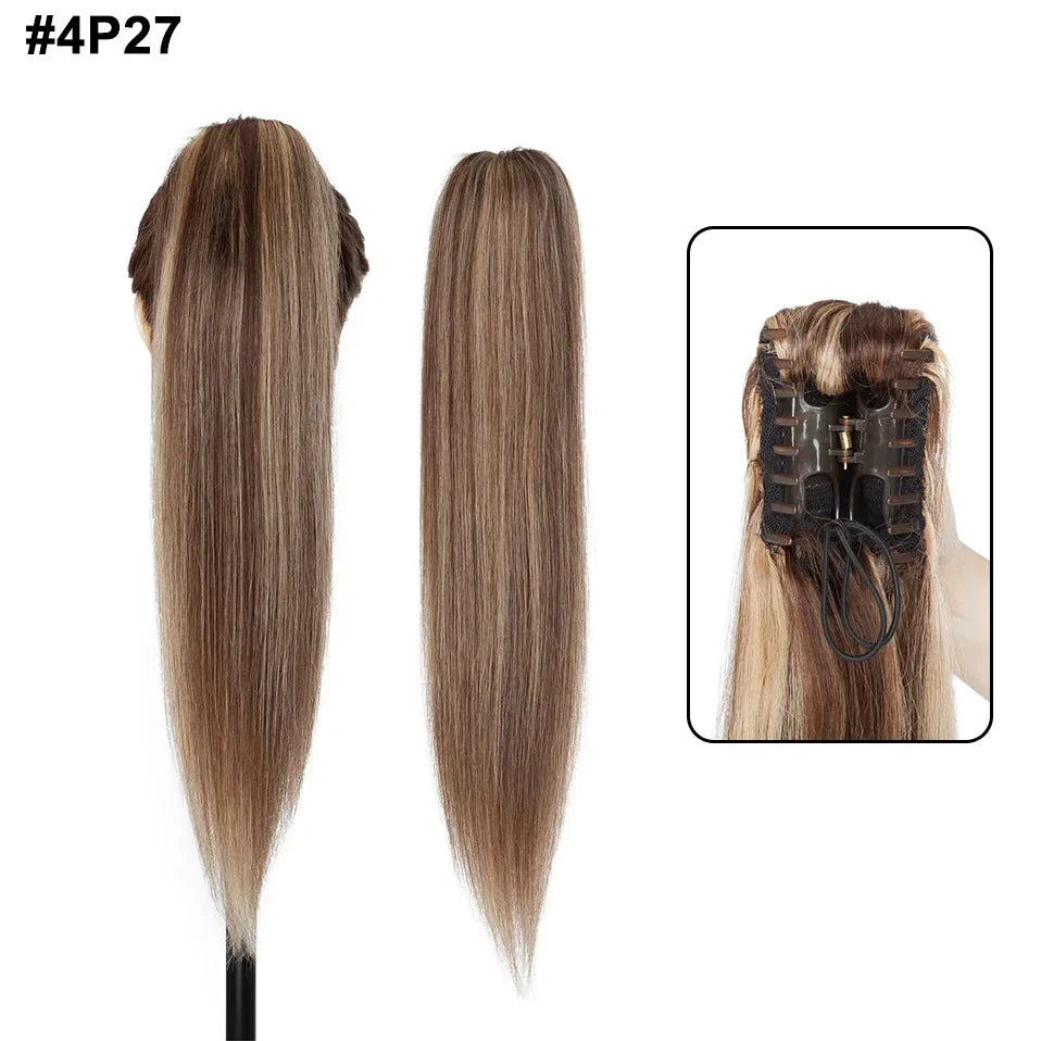 S-noilite Ponytail Human Hair 14-22Inches Claw Clip in