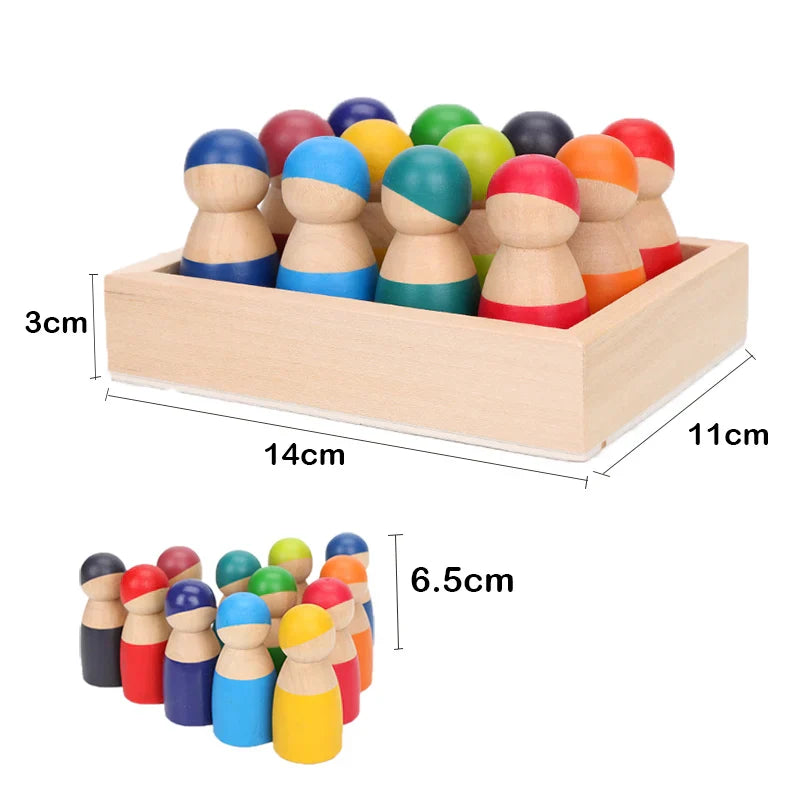 Wooden Rainbow Block Wood Stacking Toys Grimms Rainbow