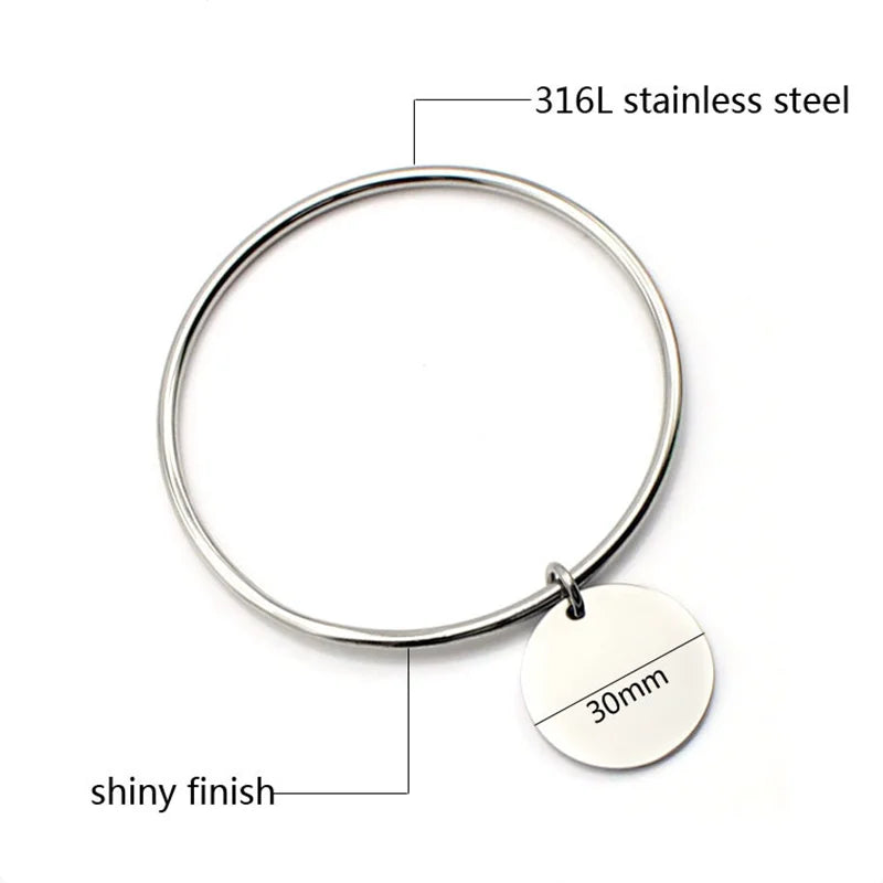 Fashion Bracelet Bracelet & Bangle Laser Logo/Name Round
