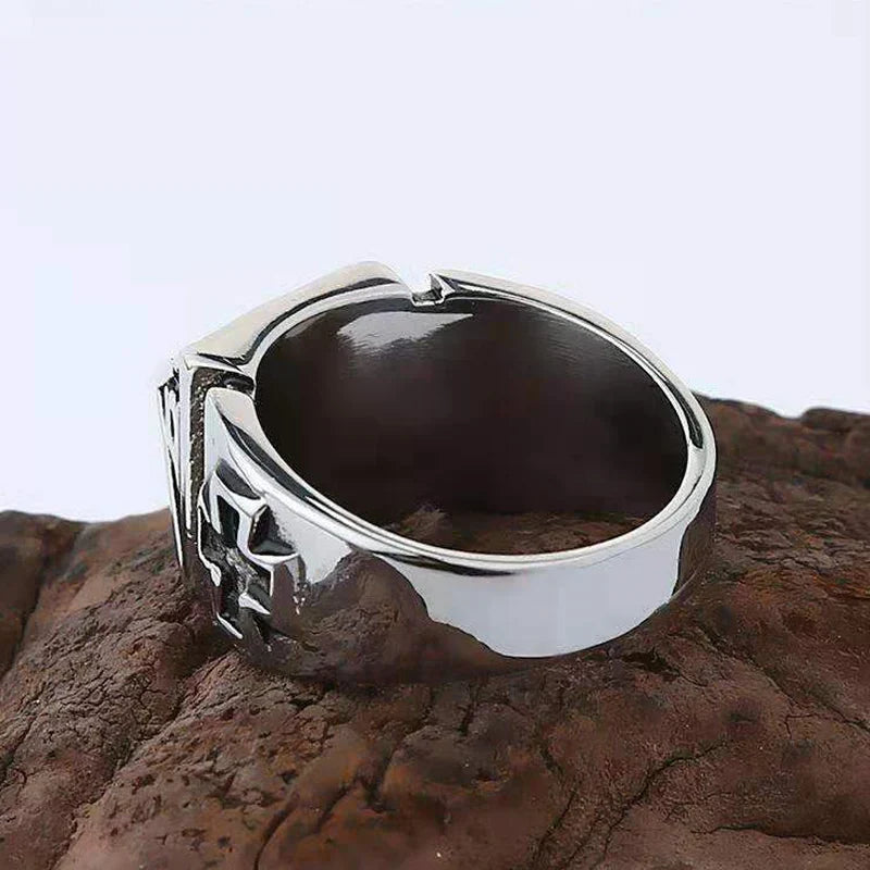 Punk Retro Self Defense Pyramid Ring Titanium Steel
